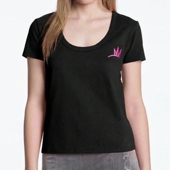 Juicy Couture Tops - Juicy Couture Black and Pink Stay Juicy T-shirt NWT Size M